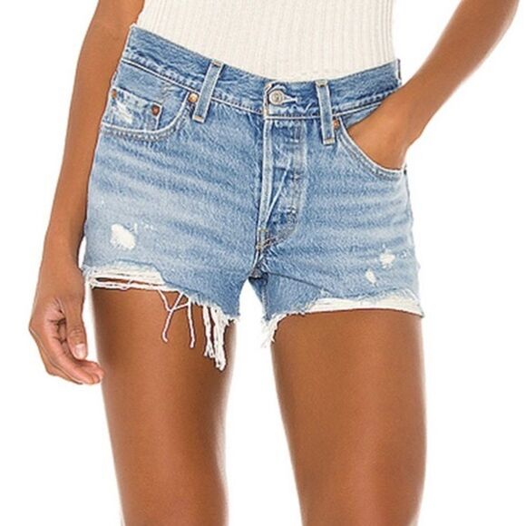 Levi’s Premium 501 Distressed Ripped Shorts - Picture 1 of 8